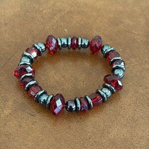 Faux Ruby Beaded Bracelet